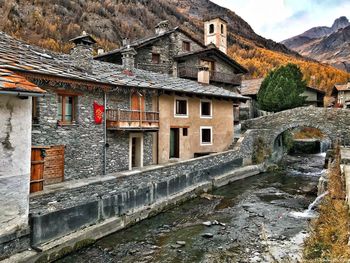 View of buildings against mountain