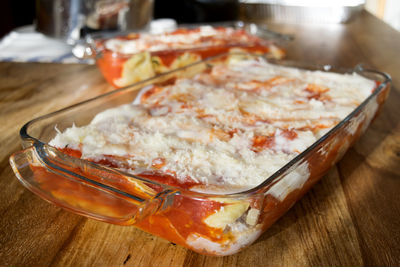 Close-up of food on table