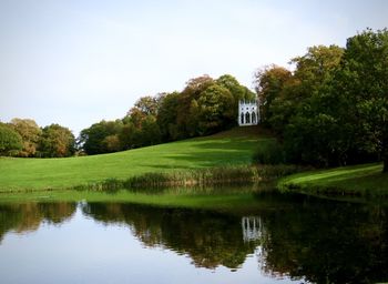 Scenic view of lake against sky