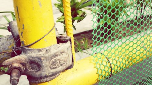 Close-up of yellow pipe