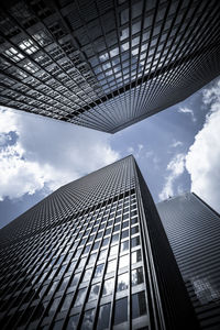 Low angle view of modern building against sky