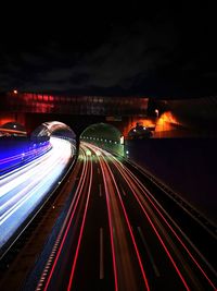 Light trails on highway at night