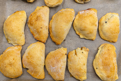 High angle view of cookies