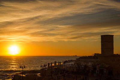 Scenic view of sea at sunset