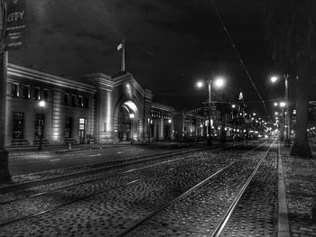 Railroad track at night