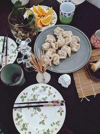 High angle view of food on table