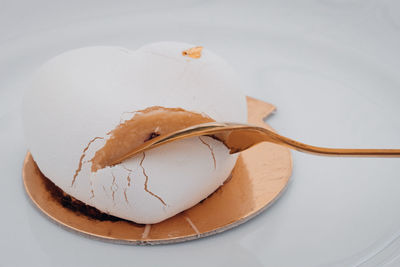 Close-up of dessert in plate on table