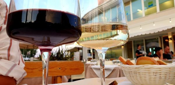 Close-up of wine glass on table in restaurant