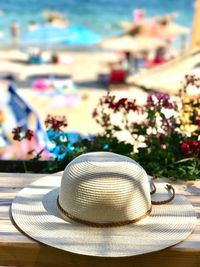 Close-up of hat on table