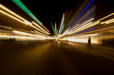 Blurred motion of road at night