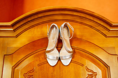 High angle view of shoes on table