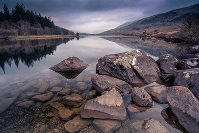 Scenic view of lake against sky