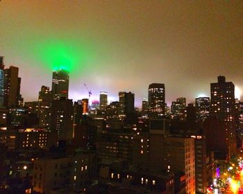 Illuminated cityscape at night