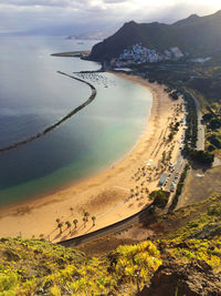 High angle view of playa de las teresitas