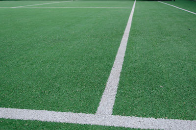 High angle view of yard line on playing field