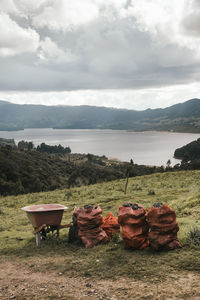 Scenic view of land against sky