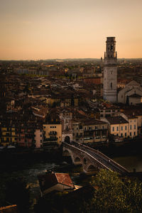 High angle view of buildings in city