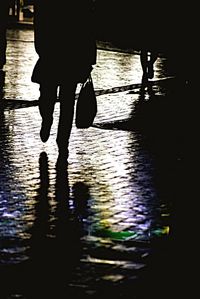 Reflection of woman in water