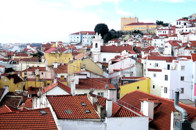 High angle view of townscape against sky