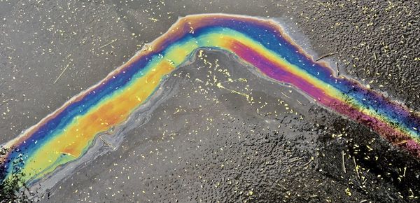 High angle view of rainbow over sea