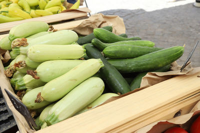 High angle view of fruits in basket