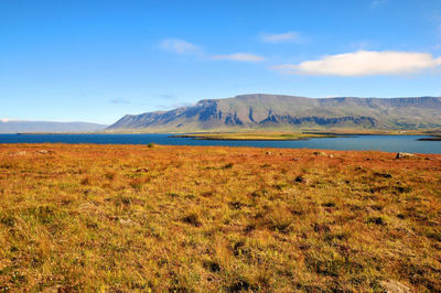 Scenic view of lake against sky