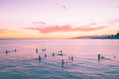 Scenic view of sea against sky during sunset