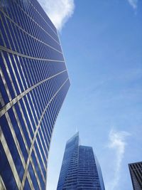 Low angle view of modern buildings against sky