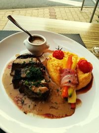 Close-up of served food