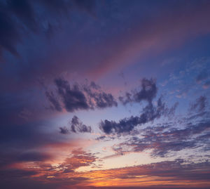 Low angle view of dramatic sky during sunset