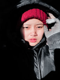 Portrait of girl in park during winter