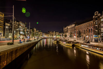 High angle view of illuminated city at night