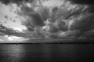 Scenic view of sea against cloudy sky