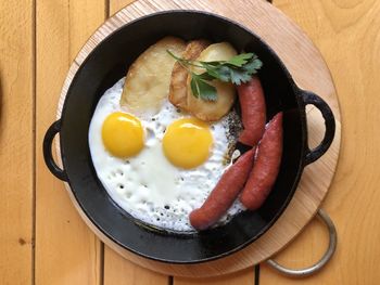 Directly above shot of breakfast on table