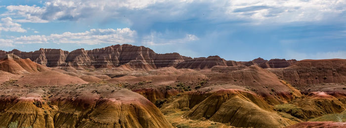 Rock formations in desert against sky