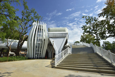 Low angle view of staircase against sky