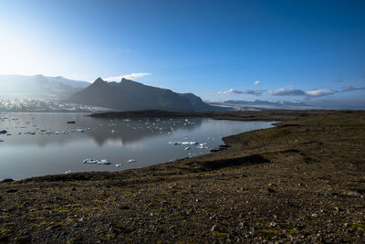 Scenic view of lake against sky