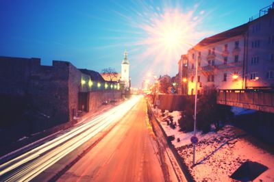Blurred motion of road in city