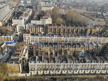 High angle view of buildings in city