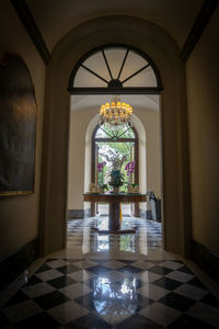 Interior of illuminated building