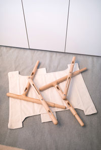 High angle view of chopsticks on table