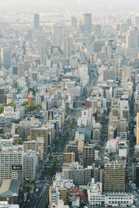 High angle view of buildings in city