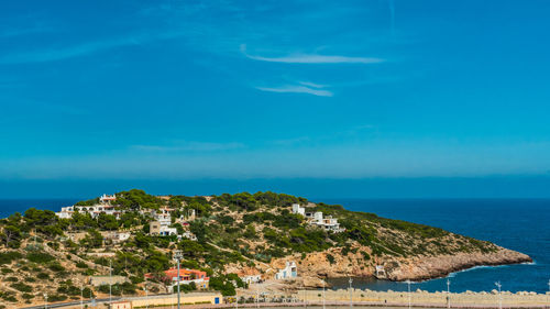 Scenic view of sea against blue sky