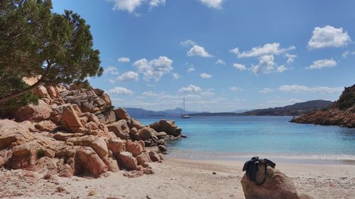 Scenic view of sea against cloudy sky