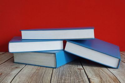 Close-up of books on table