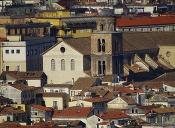 High angle view of buildings in city