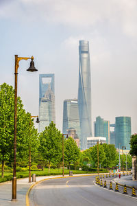 View of city buildings against sky