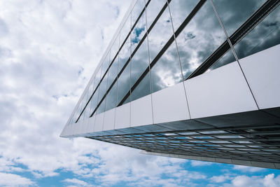 Low angle view of modern building against sky