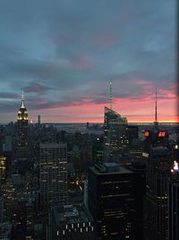 View of city at sunset