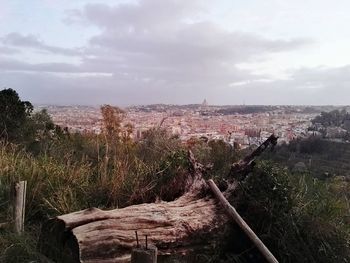 High angle view of cityscape against sky